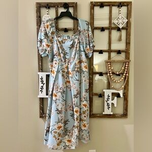 Light Blue Floral Maxi Dress - Women